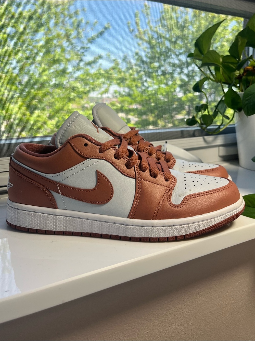 Nike Air Jordan 1 Low — White & Sienna Sneakers